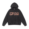 FEAR OF GOD FOG Main Line Cracked Letter Print Washed Ripped Fleece‑Lined Unisex Hoodie